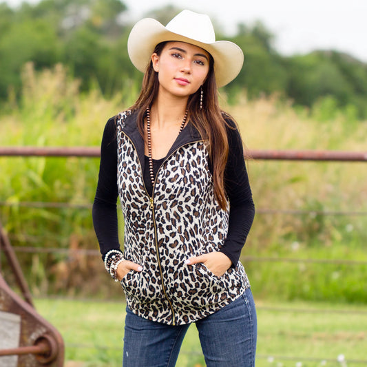 Leopard Reversible Vest with Pockets