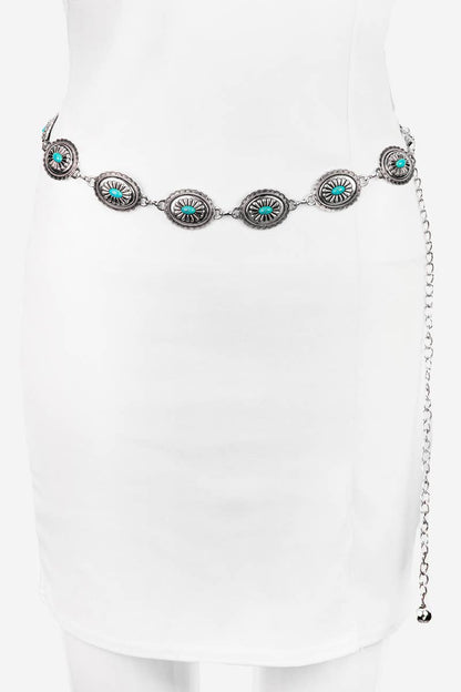 Oval Turquoise Concho Chain Belt