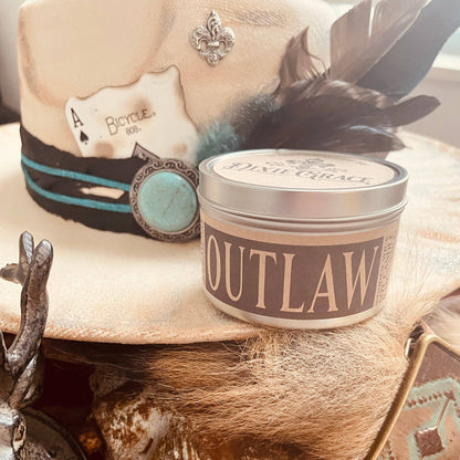 Outlaw - 8 oz Candle Tin - Wooden Wick