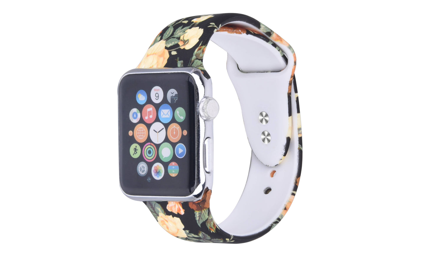 Rose Bloom Floral Flower Printed Silicone Bands Apple Watch