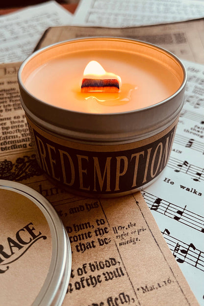 Redemption - 8 oz Candle Tin - Wooden Wick