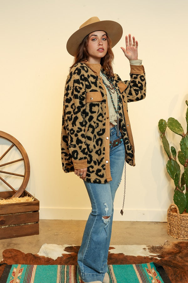 LEOPARD SHERPA JACKET