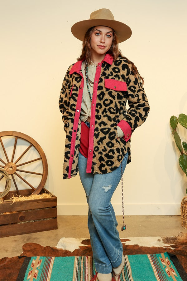 LEOPARD SHERPA JACKET