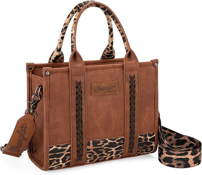 Wrangler Cow Print Concealed Carry Tote/Crossbody Leopard