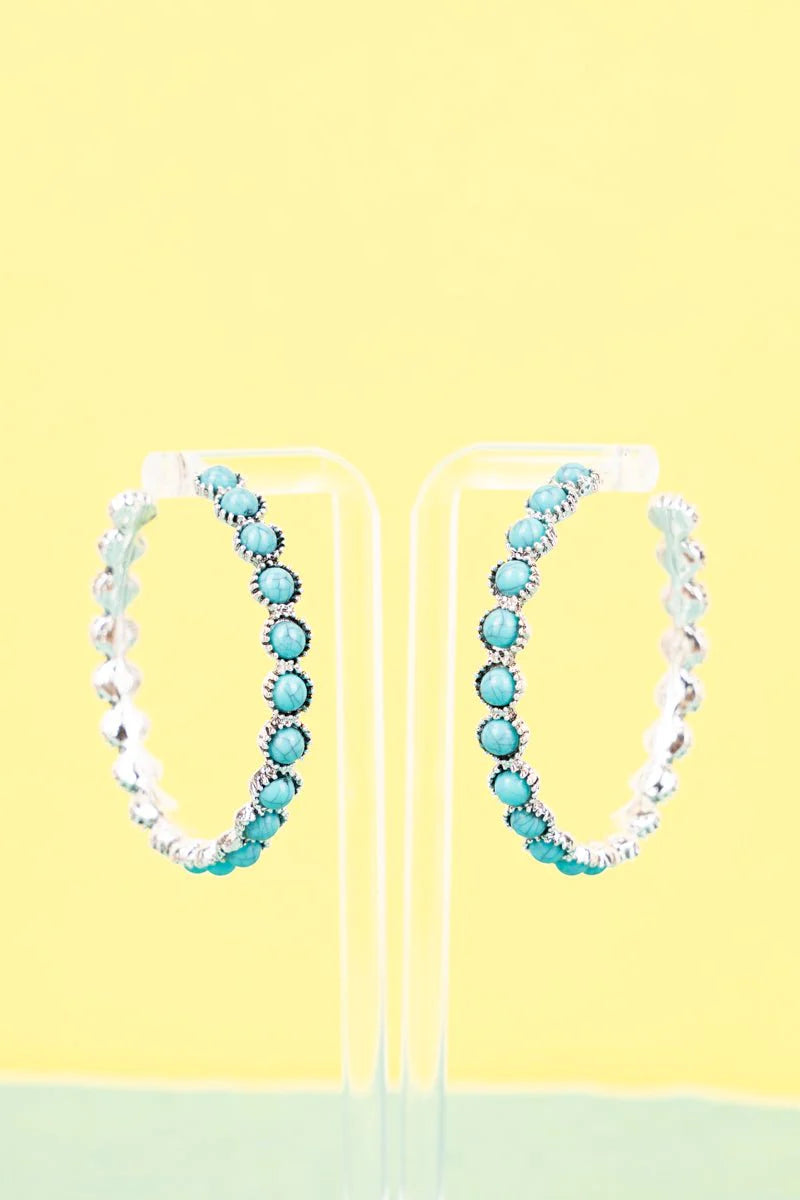 TURQUOISE CLARKSON HOOP EARRINGS