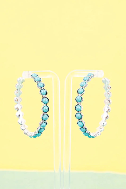 TURQUOISE CLARKSON HOOP EARRINGS