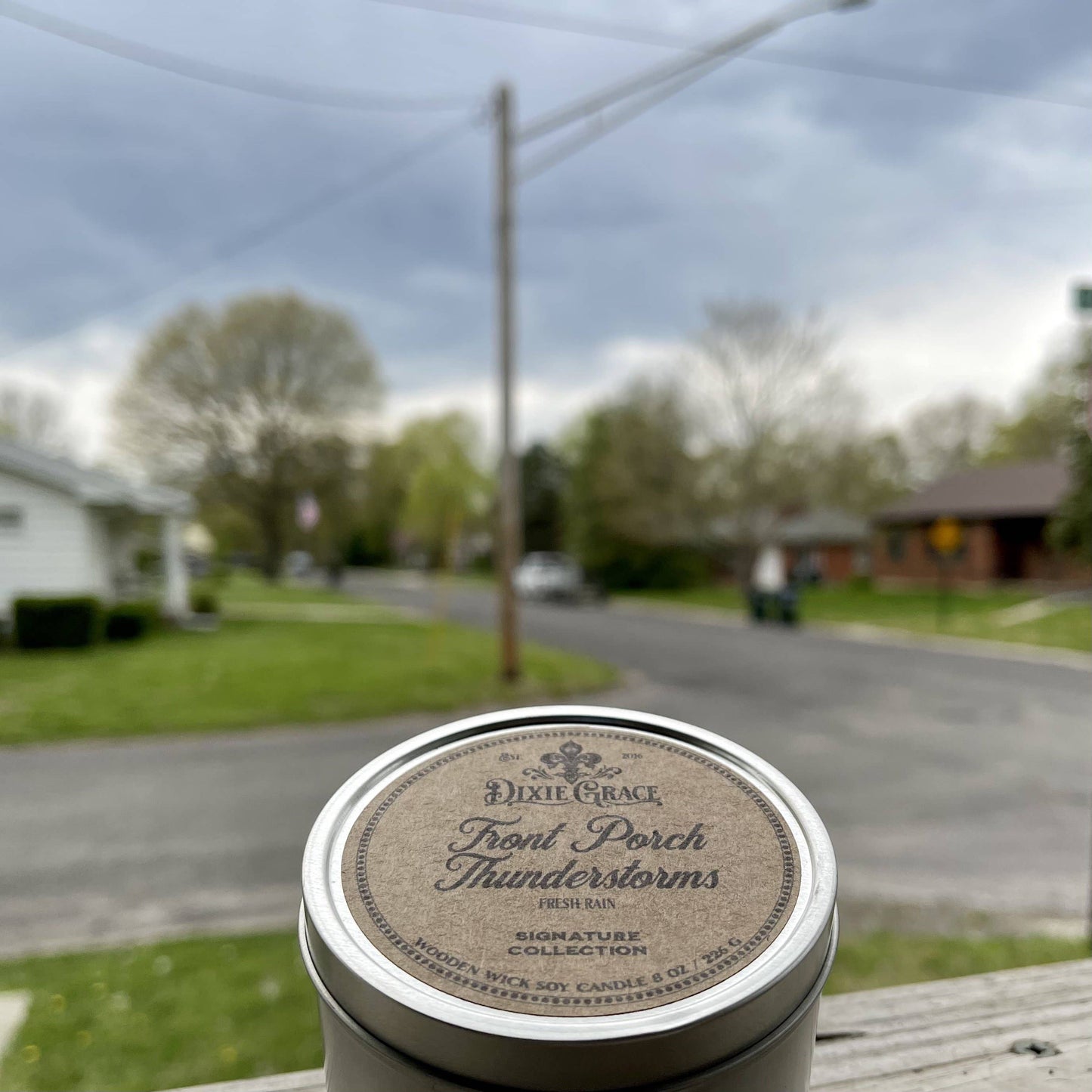 Front Porch Thunderstorms - Wooden Wick Candle