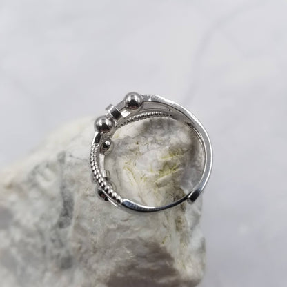 Silver Beads Adjustable Anxiety Ring