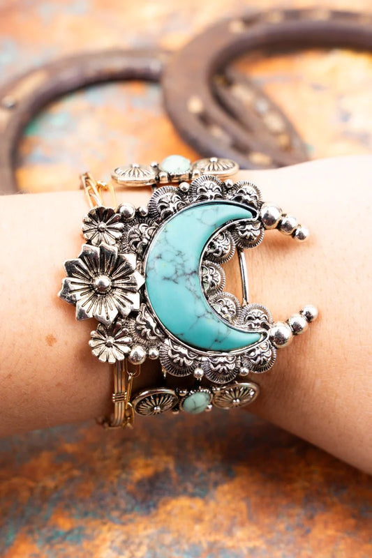 TURQUOISE AND SILVERTONE CAMILLA CUFF BRACELET